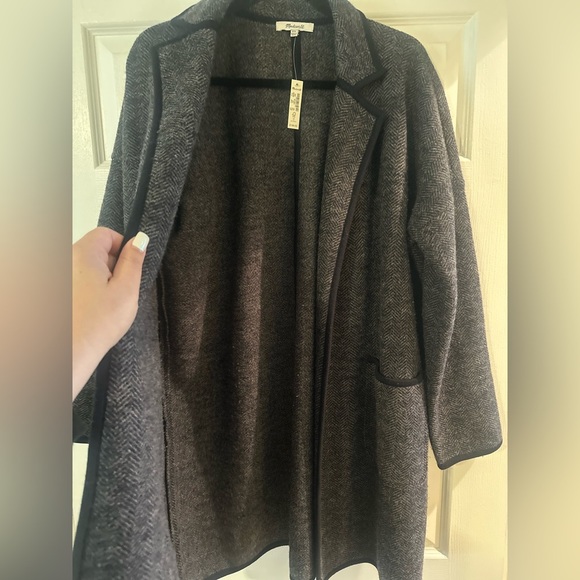 NWT MADEWELL Herringbone Courton Sweater OVERSIZED Coat Grey Size XXS. - Picture 6 of 8